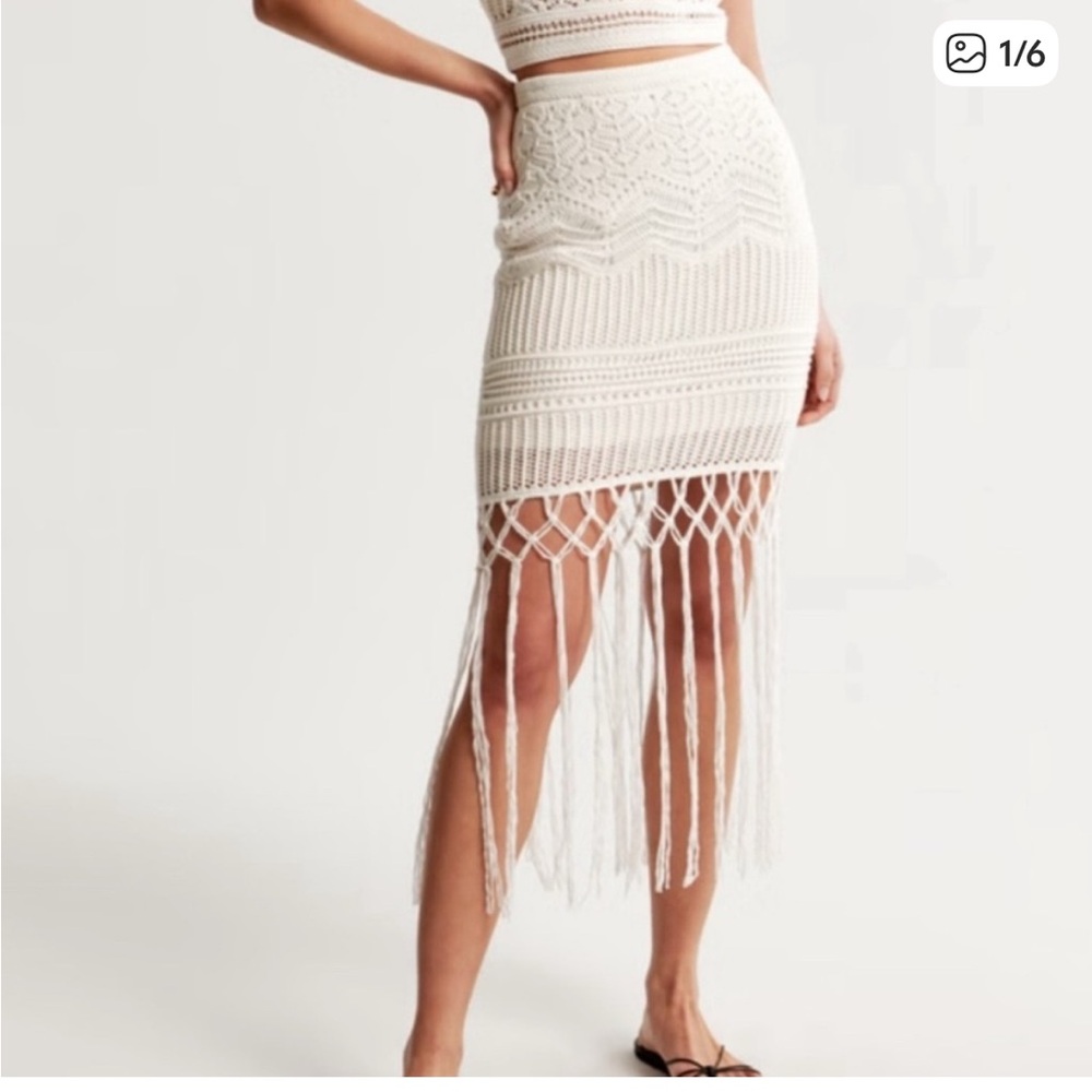 Abercrombie & Fitch Cream Fringe Mini Skirt